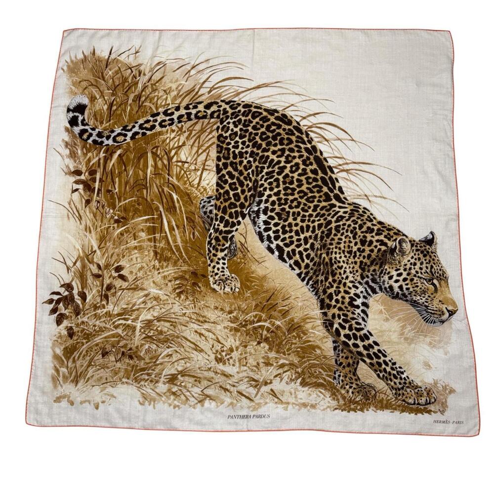 Hermes Carre Geant 140 Pantherapaldus Leopard Shawl Scarf Large Size for Women